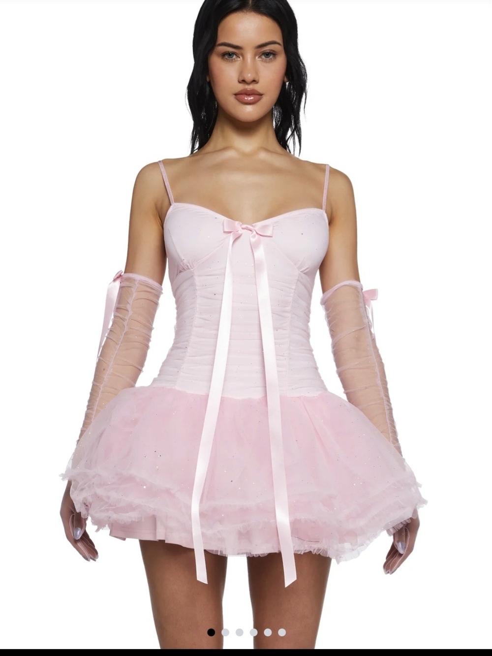 Sugar Thrillz Baby Pink Tulle Corset Mini Dress with Bow